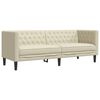 vidaXL Chesterfield Sofa Set Cream Faux leather, plywood, solid wood
