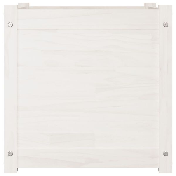 vidaXL Garden Planter White Solid Pinewood 19.7 in x 19.7 in x 19.7 in