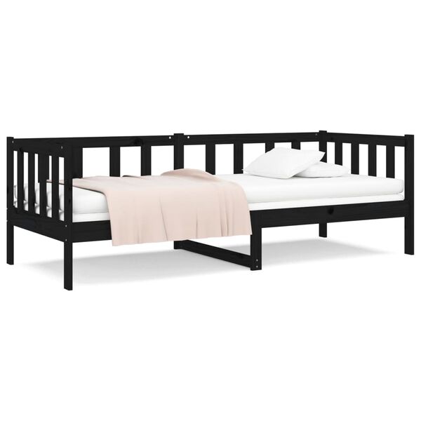 vidaXL Day Bed without Mattress Black 80 x 78.7 " Solid Wood Pine