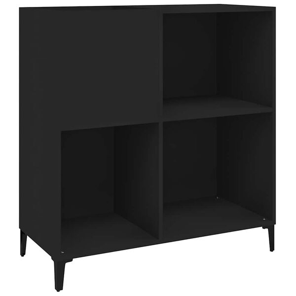 vidaXL Record Cabinet Black Engineered wood, metal Record Cabinet