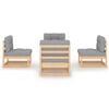 vidaXL Garden Lounge Set Natural pine, Grey cushions