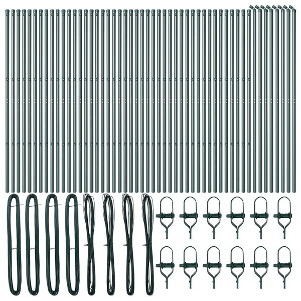 vidaXL Fence Post 52 pcs Green 1.26 x 1.26 x 59.06 in