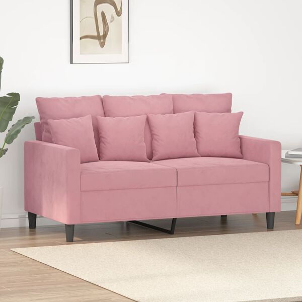 vidaXL 2-seater Sofa Pink Velvet 47.2 in between armrests Durable