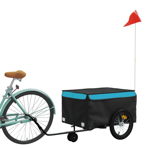 vidaXL Bike Trailer Black and Blue 99.2 lb Iron