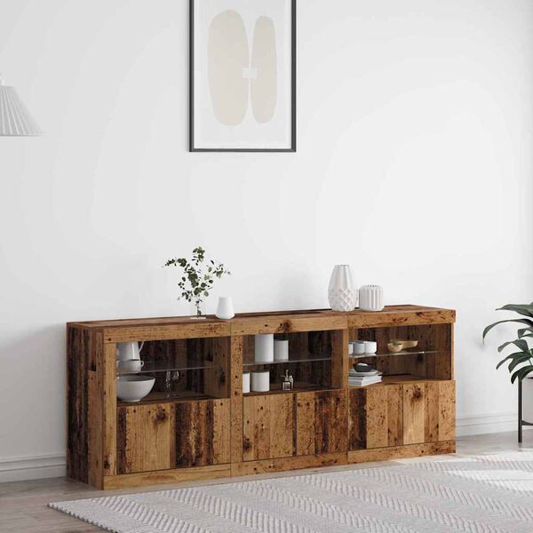 vidaXL LED Sideboard Old Wood 71.26 x 14.57 x 26.38 in Engineered Wood