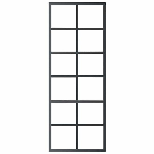 vidaXL Sliding Door ESG Glass and Aluminum 29.9"x80.7" Black
