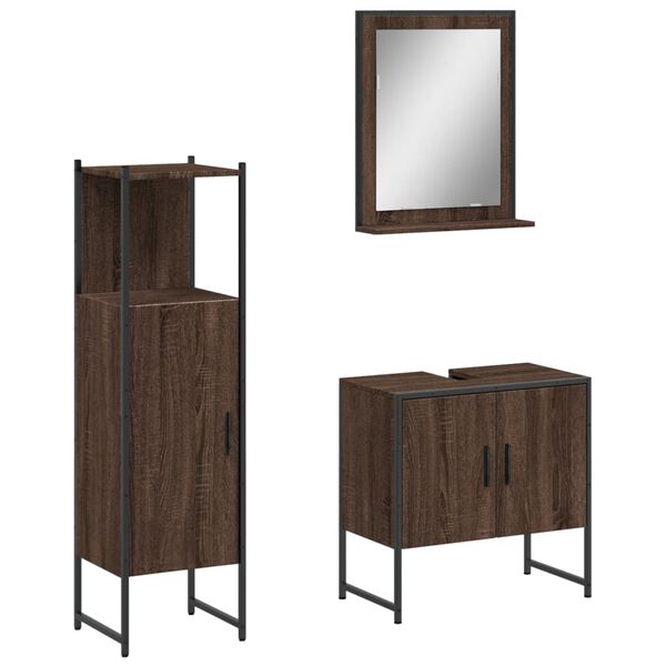 vidaXL Bathroom Cabinet Set Brown Oak Engineered Wood Bathroom Cabinet Set