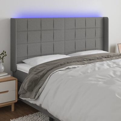 vidaXL LED Headboard Dark Gray 64.2"x6.3"x46.5"/50.4" Fabric