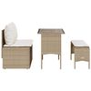 vidaXL 3 Piece Patio Dining Set with Cushions Beige Poly Rattan