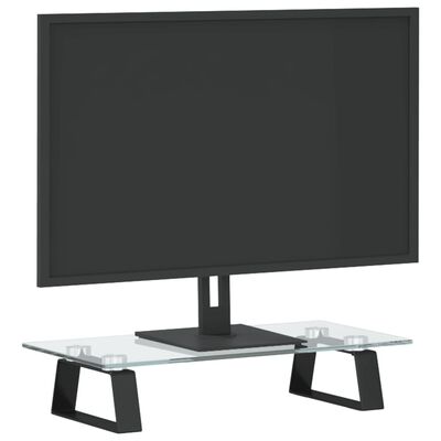 vidaXL Monitor Stand Black 15.7"x7.9"x3.1" Tempered Glass and Metal