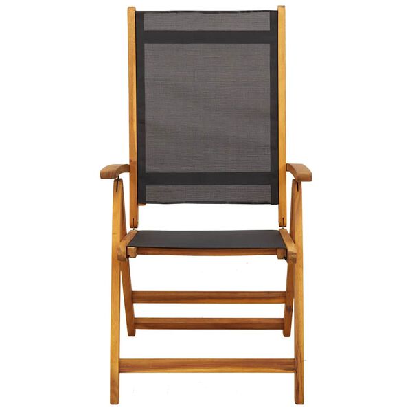 vidaXL Garden Chair Set of 4 Black Solid Acacia wood Standard Foldable