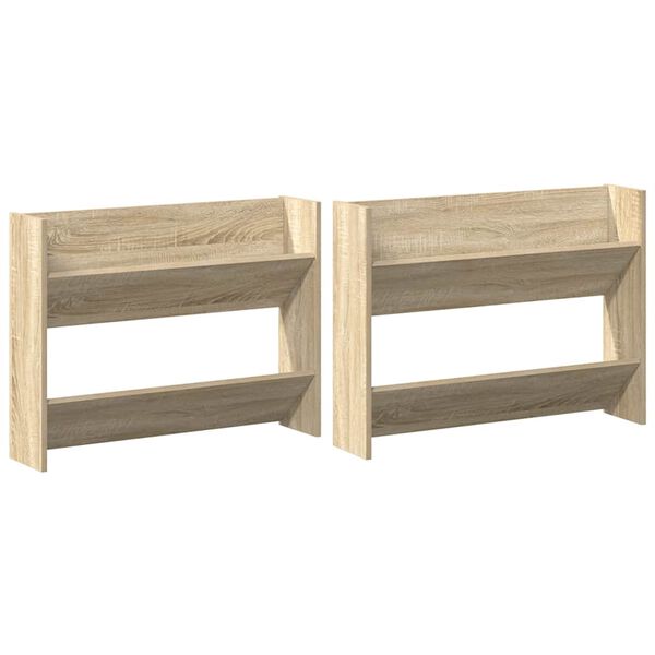 vidaXL Wall Shoe Cabinets 2 pcs Sonoma Oak 31.5"x7.1"x23.6" Engineered Wood