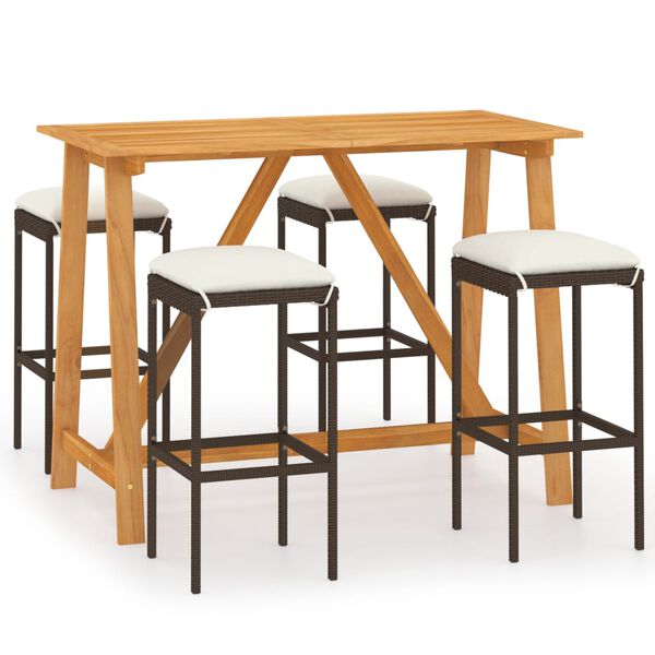 vidaXL Garden Bar Set Brown Solid acacia wood 5 Piece Set Durable