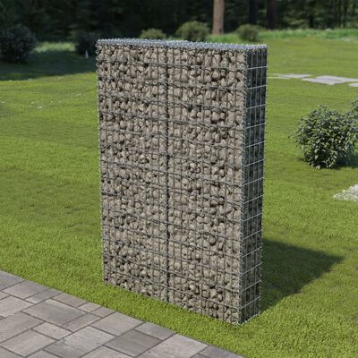 vidaXL Gabion Wall with Covers Galvanized Steel 39.4"x7.87"x59"