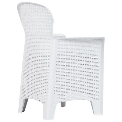 vidaXL Patio Chairs 2 pcs with Cushion White Plastic Rattan Look