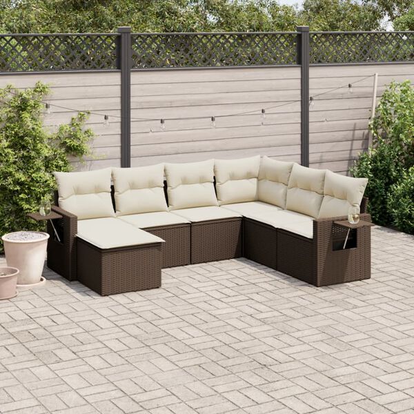 vidaXL Garden Sofa Set Brown, Cream White