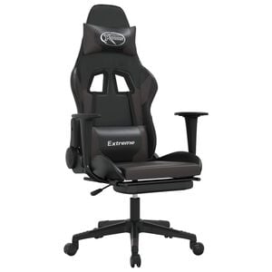 vidaXL Gaming Chair Black and Grey Faux Leather, Metal, Plywood, Foam