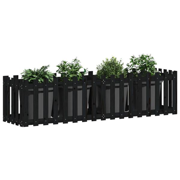 vidaXL Garden Raised Bed Black Solid pine wood Large Durable