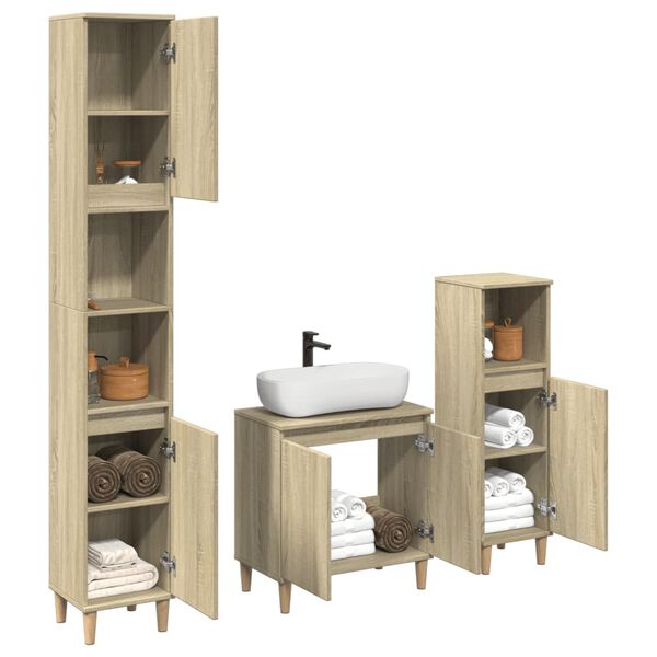 vidaXL Bathroom Furniture Set Sonoma Oak Engineered wood Compact