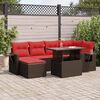 vidaXL 7 Piece Patio Sofa Set with Cushions Brown Poly Rattan Acacia