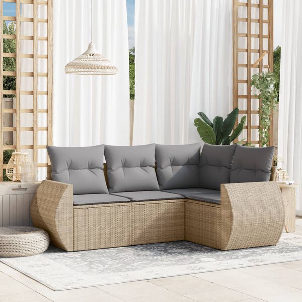 vidaXL Garden Sofa Set Beige PE rattan Large Modular Garden Sofa Set