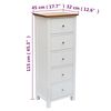 vidaXL Tall Chest of Drawers 17.7"x12.6"x45.3" Solid Oak Wood
