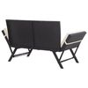 vidaXL Garden Bench Black,Cream white Poly rattan 51.2-69.3 in adjustable