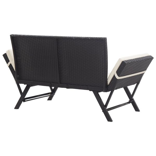 vidaXL Garden Bench Black,Cream white Poly rattan 51.2-69.3 in adjustable
