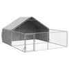 vidaXL Outdoor Dog Kennel Galvanized Steel Grey Galvanized Steel, PE Fabric