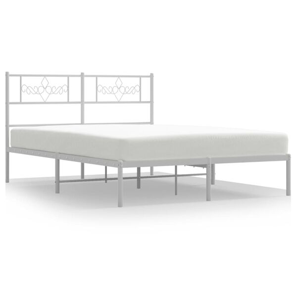vidaXL Bed Frame White Powder-Coated Steel 47.2 x 78.7 in Durable