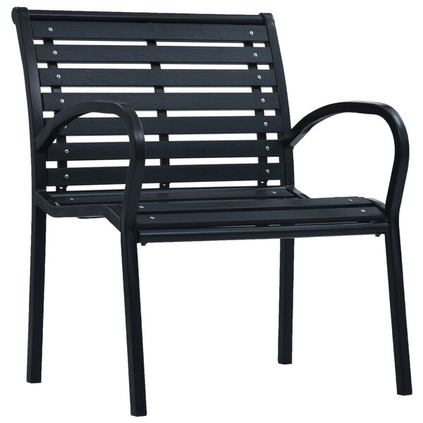 vidaXL Garden Chair Set of 2 Black Steel and WPC Standard Size