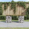 vidaXL Garden Bench Brown and Silver Solid Pine and Galvanized Steel