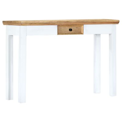 vidaXL Console Table White and Brown 43.3"x13.7"x29.5" Solid Mango Wood