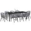 vidaXL Garden Dining Set 9 pcs Anthracite Powder-Coated Steel