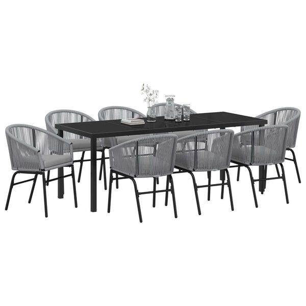 vidaXL Garden Dining Set 9 pcs Anthracite Powder-Coated Steel