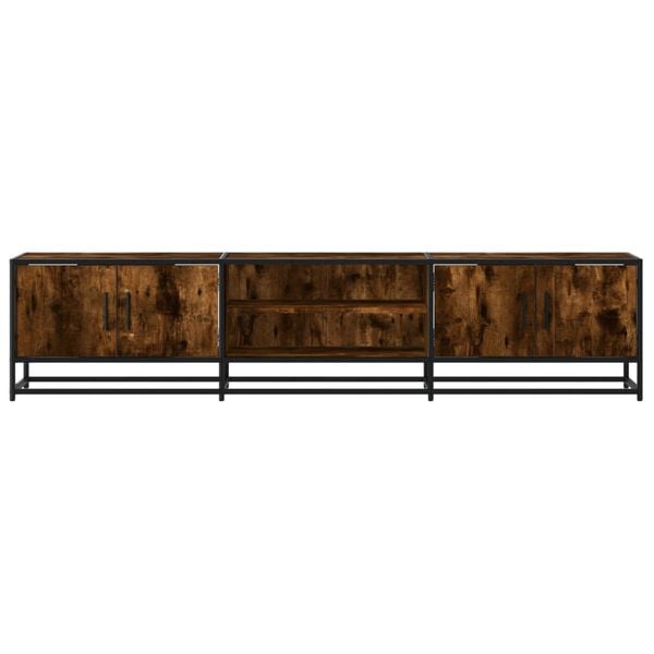 vidaXL TV Cabinet Smoked Oak Engineered Wood, Metal Large TV Cabinet