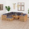 vidaXL 10 Piece Patio Lounge Set with Dark Gray Cushion Solid Teak Wood