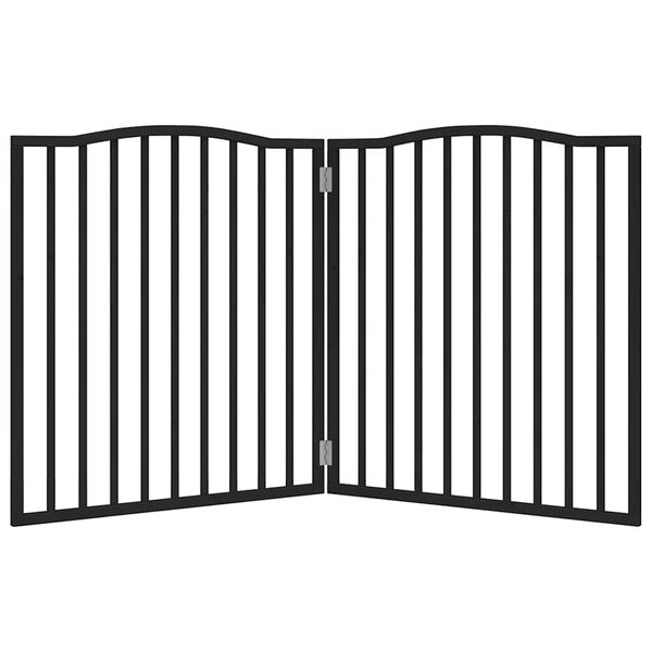 vidaXL Dog Gate Set of 2 Black Poplar Wood 63 in total length Foldable