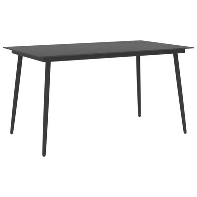 vidaXL Patio Dining Table Black 59.1"x35.4"x29.1" Steel and Glass