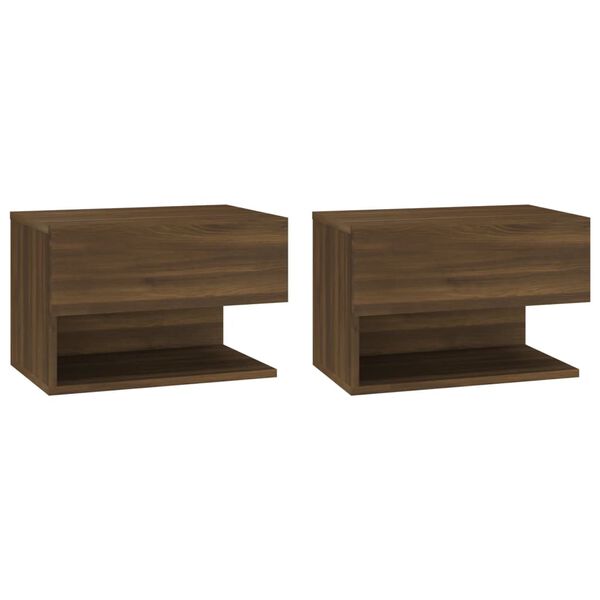 vidaXL Wall-mounted Bedside Cabinets 2 pcs Brown Oak