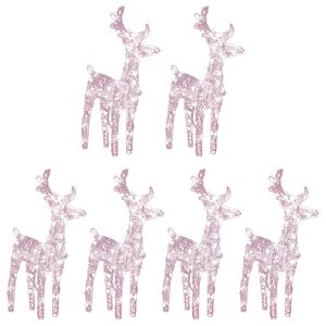 vidaXL Christmas Reindeer Set of 6 Warm White Acrylic Medium