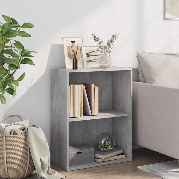 vidaXL Book Cabinet Concrete grey Engineered wood 23.6 x 11.8 x 30.1 in