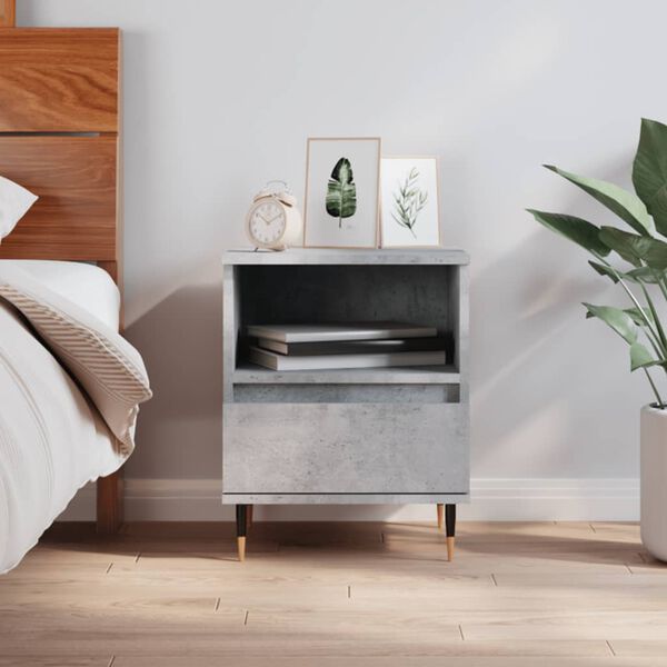 vidaXL Bedside Cabinet Concrete Grey Engineered Wood Standard
