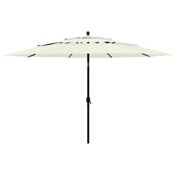 vidaXL Parasol Sand Polyester, Powder-Coated Aluminium Large Foldable