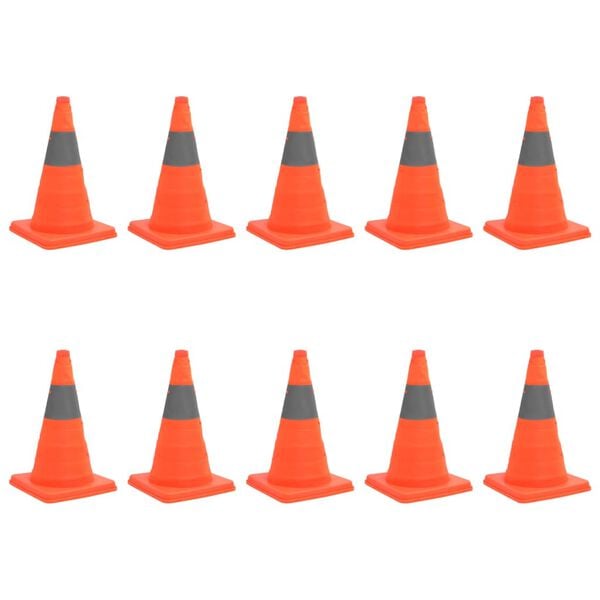 vidaXL Pop-up Traffic Cones 10 pcs 16.5 "