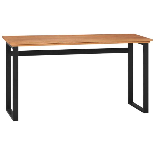 vidaXL Desk Natural teak, Black Solid teak wood Medium Desk