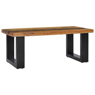 vidaXL Coffee Table 39.3"x19.6"x15.7" Solid Teak Wood and Lava Stone