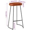vidaXL Bar Stool Set of 2 Brown Powder-coated Iron, Faux Leather Medium