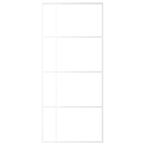 vidaXL Sliding Door ESG Glass and Aluminum 35.4"x80.7" White