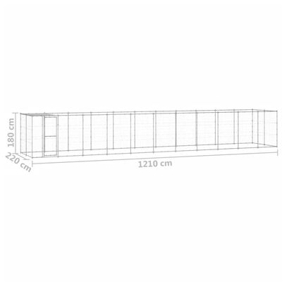 vidaXL Outdoor Dog Kennel Galvanized Steel with Roof 286.5 ft²